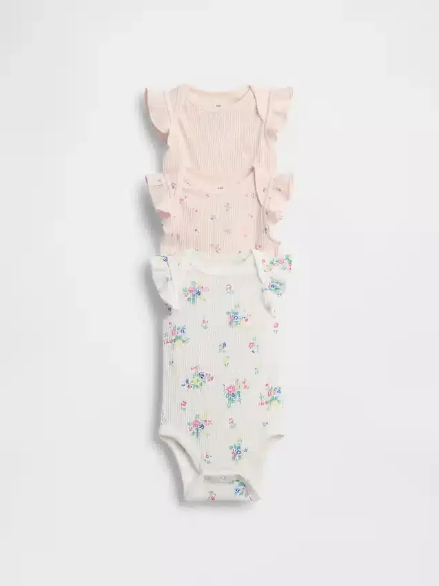 Baby First Favorites: body con volantes y canalé fino (paquete de 3)