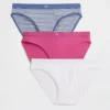Bikini de algodón elástico orgánico con logotipo (paquete de 3)