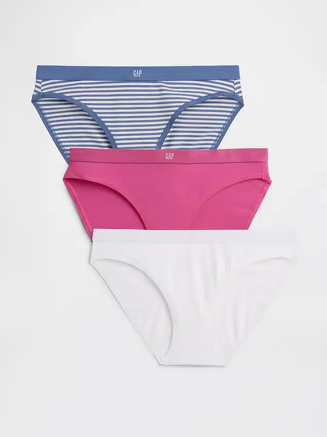 Bikini de algodón elástico orgánico con logotipo (paquete de 3)