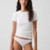 Bikini de algodón orgánico elástico con ribete de encaje, de máxima suavidad