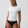 Bikini de algodón orgánico elástico con ribete de encaje, de máxima suavidad