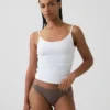 Bikini de algodón orgánico elástico con ribete de encaje, de máxima suavidad