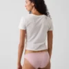Bikini de algodón orgánico elástico con ribete de encaje, de máxima suavidad