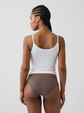Bikini de algodón orgánico elástico con ribete de encaje, de máxima suavidad
