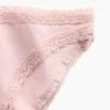 Bikini de algodón orgánico elástico con ribete de encaje, de máxima suavidad