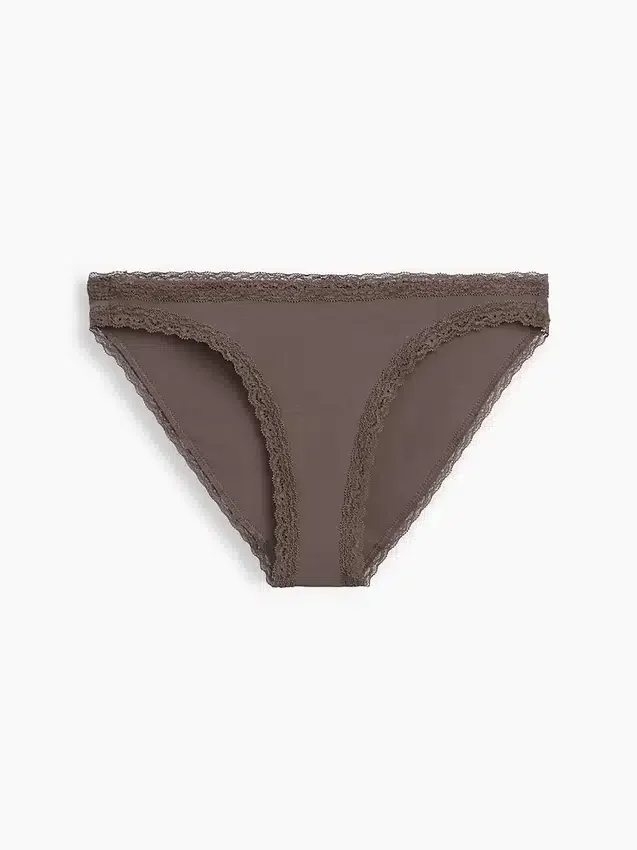 Bikini de algodón orgánico elástico con ribete de encaje, de máxima suavidad
