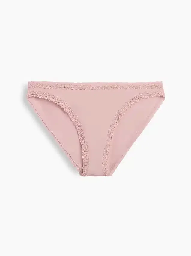 Bikini de algodón orgánico elástico con ribete de encaje, de máxima suavidad