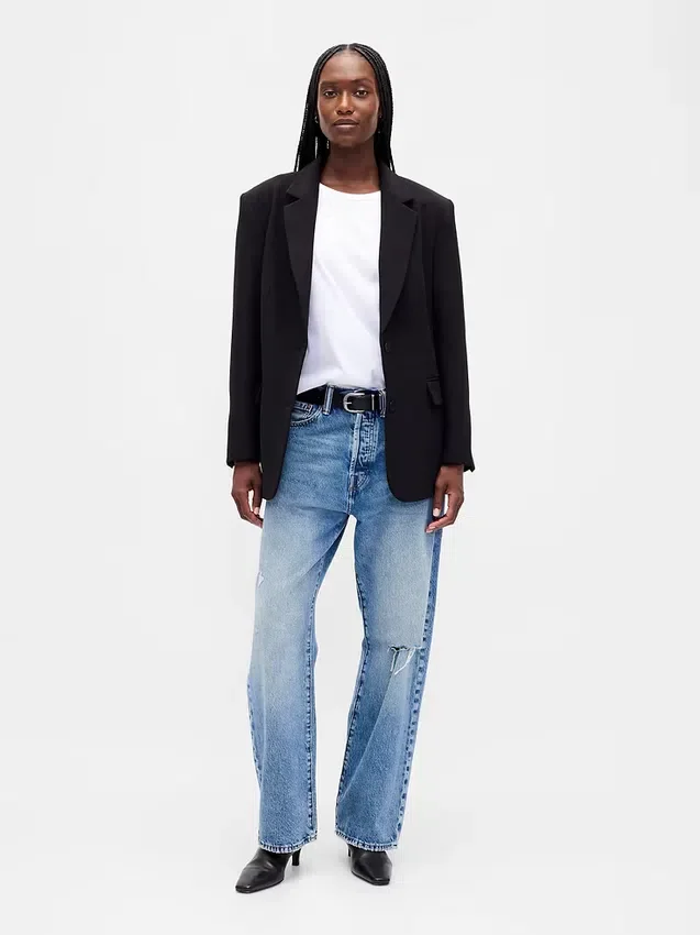 Blazer oversize con tejido elástico en dos direcciones