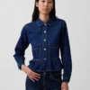 Blusa ajustada de denim con peplum