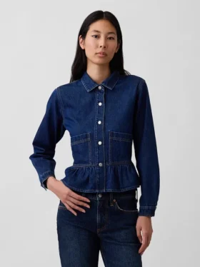 Blusa ajustada de denim con peplum
