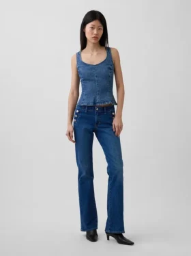 Blusa ajustada de denim con peplum