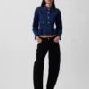 Blusa ajustada de denim con peplum