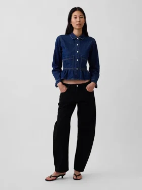 Blusa ajustada de denim con peplum
