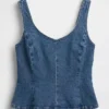 Blusa ajustada de denim con peplum