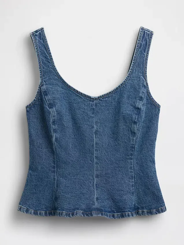 Blusa ajustada de denim con peplum