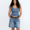 Blusa ajustada de denim con peplum