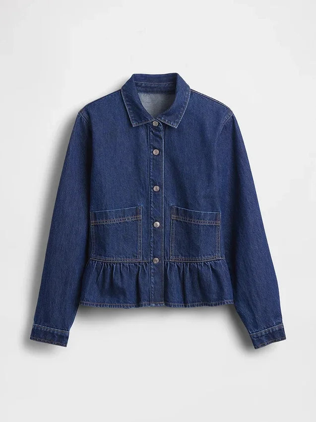 Blusa ajustada de denim con peplum