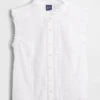 Blusa con botones en la parte delantera, pinzas y ribete de encaje