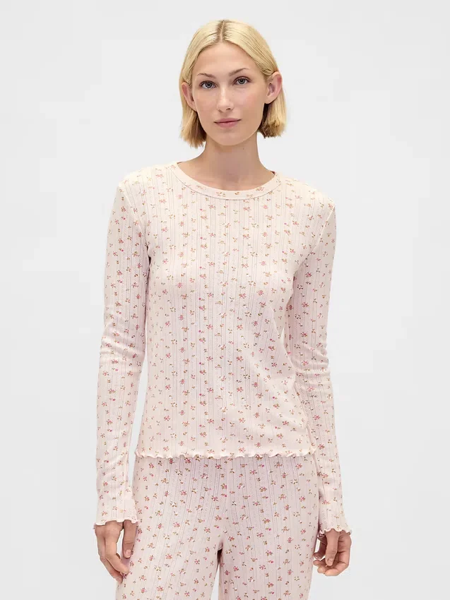 Blusa de pijama de punto calado