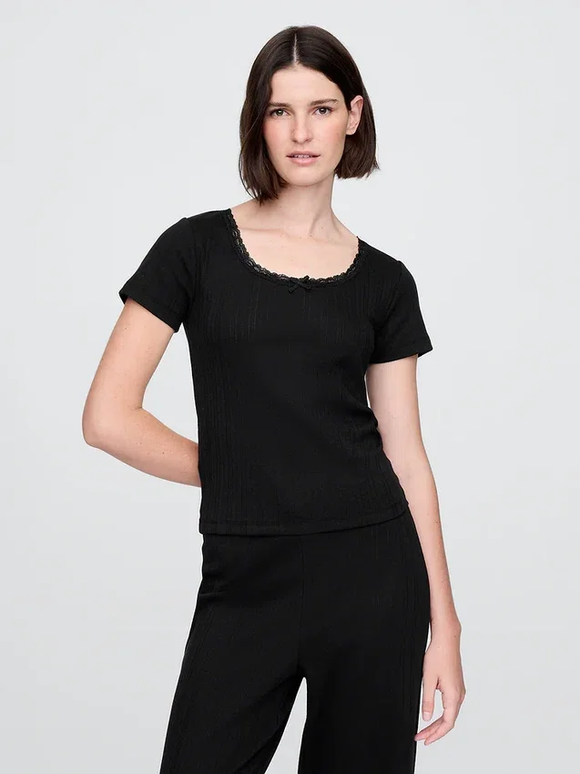 Blusa de pijama de punto calado