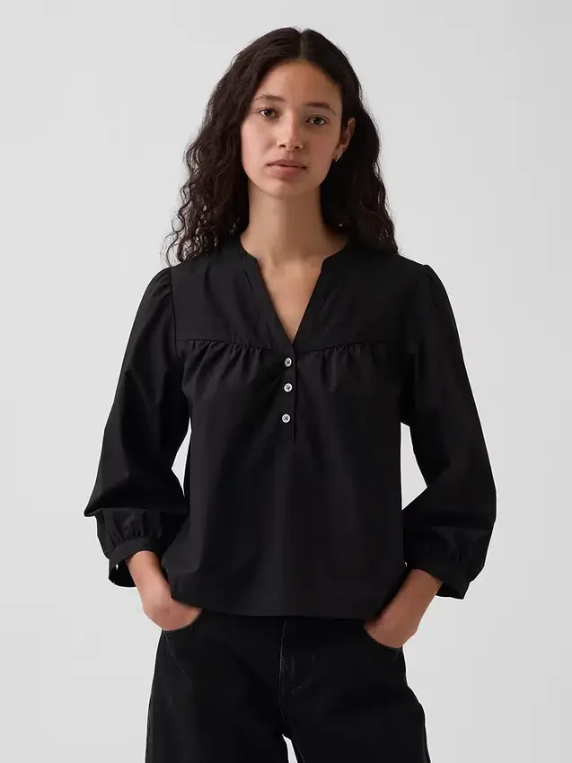 Blusa de popelín sin botones