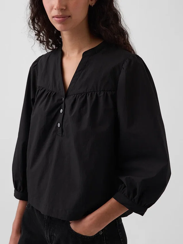 Blusa de popelín sin botones