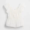 Blusa infantil con mangas onduladas y botones en la parte delantera
