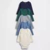 Body con bolsillo de punto de pan de miel Softspun de Baby First Favorites (paquete de 5)