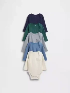 Body con bolsillo de punto de pan de miel Softspun de Baby First Favorites (paquete de 5)