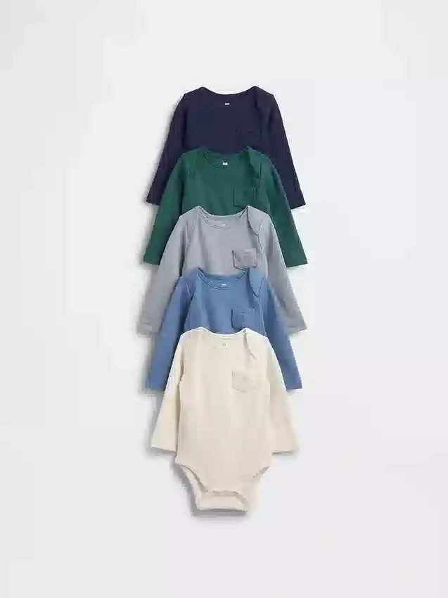 Body con bolsillo de punto de pan de miel Softspun de Baby First Favorites (paquete de 5)