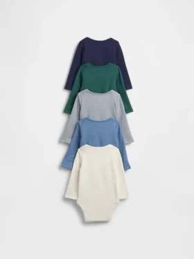 Body con bolsillo de punto de pan de miel Softspun de Baby First Favorites (paquete de 5)