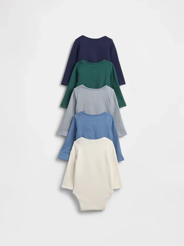 Body con bolsillo de punto de pan de miel Softspun de Baby First Favorites (paquete de 5)