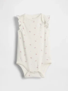 Body de algodón orgánico con mangas ondeadas de la colección «Baby First Favorites»