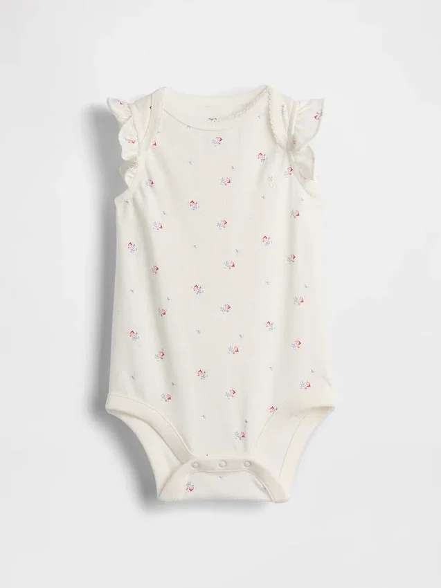 Body de algodón orgánico con mangas ondeadas de la colección «Baby First Favorites»