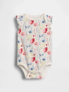 Body de algodón orgánico con mangas ondeadas de la colección «Baby First Favorites»