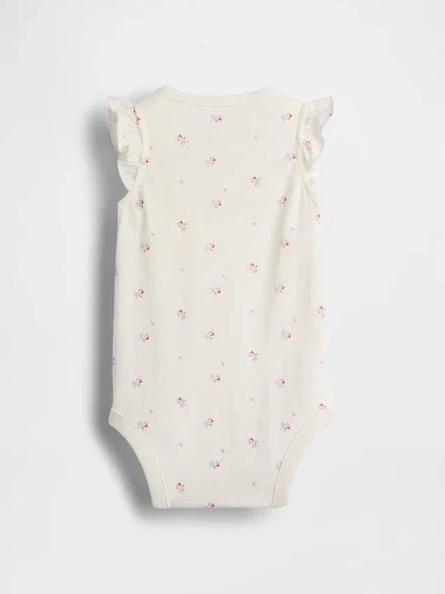 Body de algodón orgánico con mangas ondeadas de la colección «Baby First Favorites»