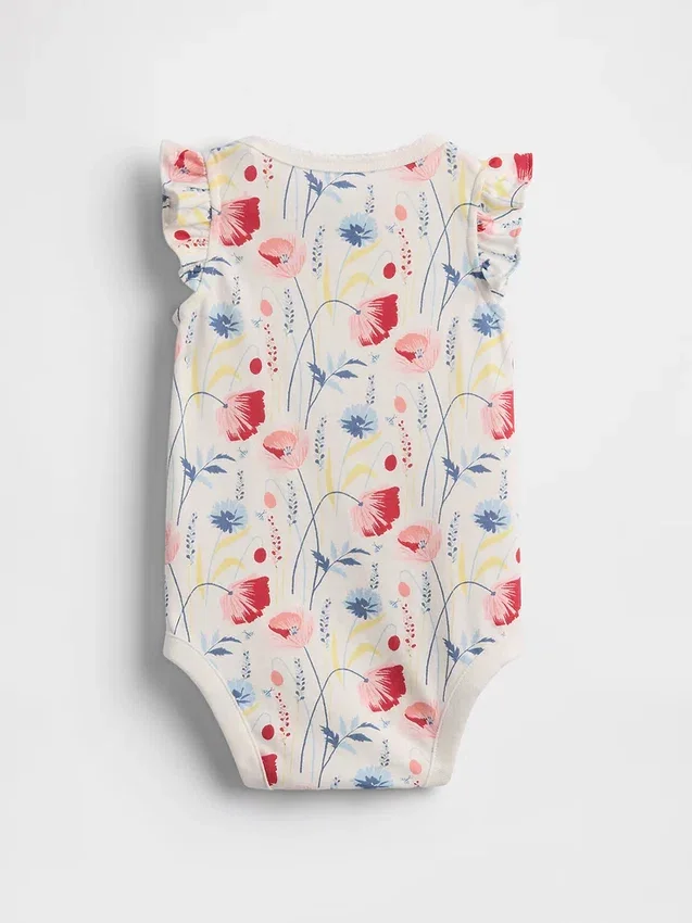 Body de algodón orgánico con mangas ondeadas de la colección «Baby First Favorites»