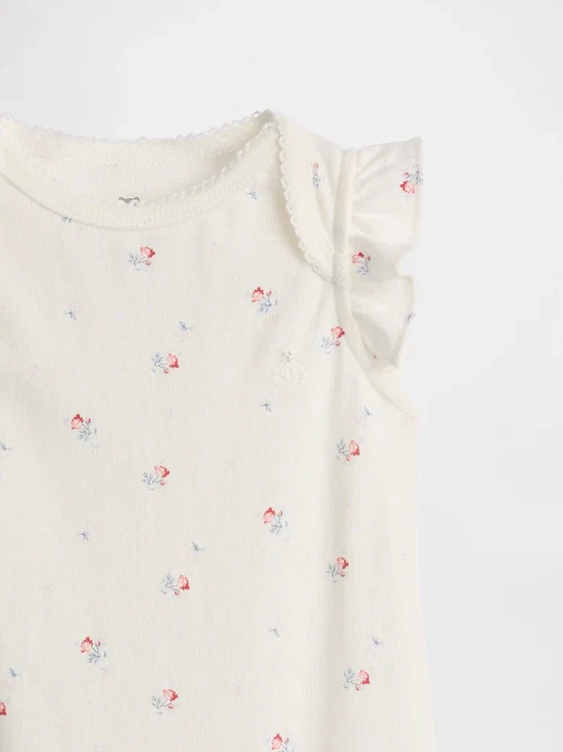 Body de algodón orgánico con mangas ondeadas de la colección «Baby First Favorites»
