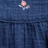 Body de denim con volantes de gasa de algodón para bebé