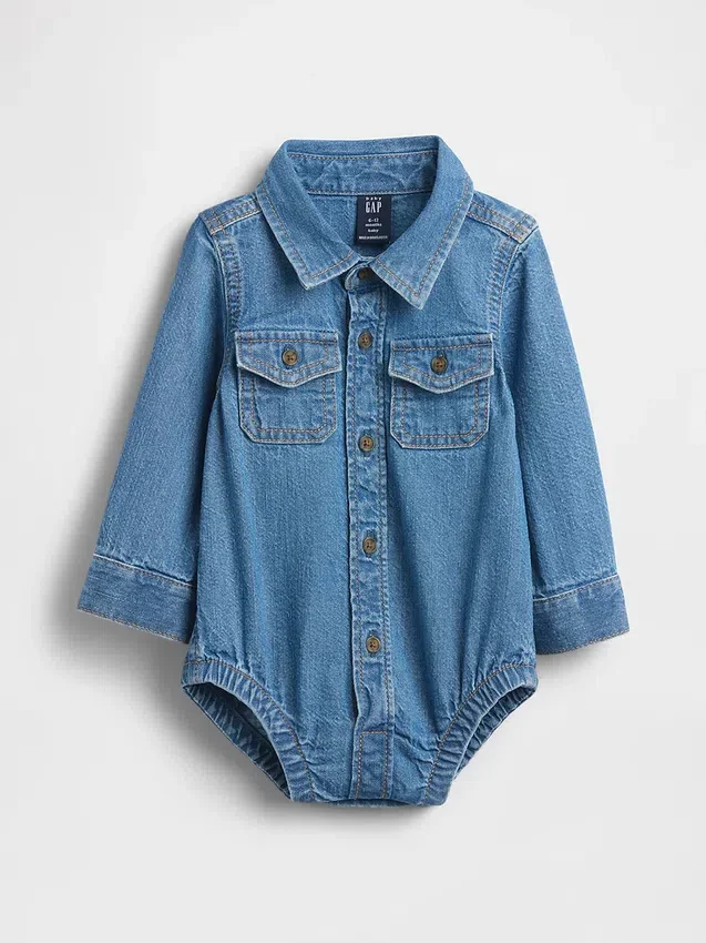 Body de denim para bebé con botones