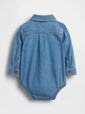 Body de denim para bebé con botones