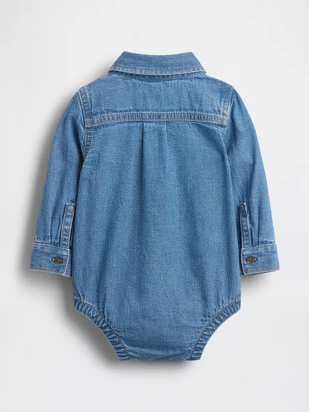 Body de denim para bebé con botones