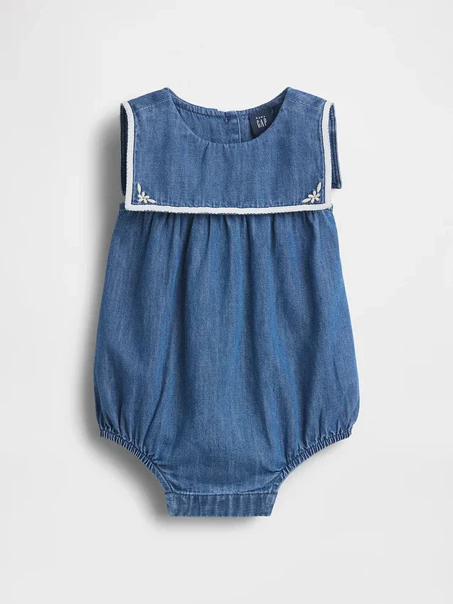 Body de denim para bebé estilo marinero