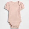 Body de manga abullonada con tejido de canalé fino de la colección «Baby First Favorites»