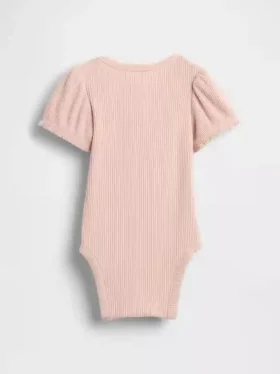 Body de manga abullonada con tejido de canalé fino de la colección «Baby First Favorites»