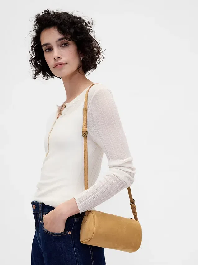Bolso cilíndrico de ante vegano