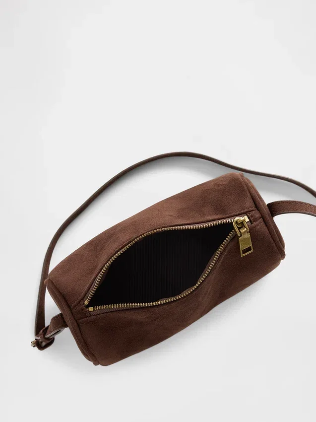 Bolso cilíndrico de ante vegano
