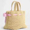 Bolso de paja con lazo de cuadros vichy para niños pequeños