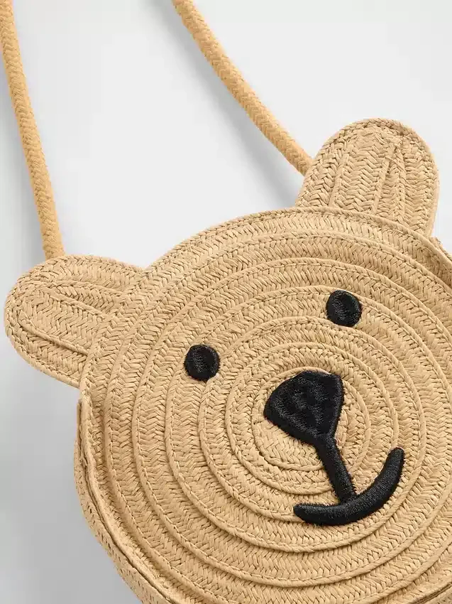 Bolso de paja para niños pequeños con el oso Brannan