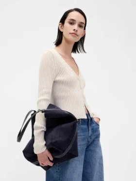 Bolso tipo cubo de ante vegano